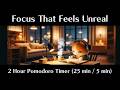 Amazing Focus Night Lo-fi Jazz with Tiny Cat | Pomodoro 25/5 (2 Hours)