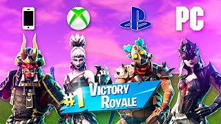 winning fortnite games with one of EVERY PLATFORM (Mobile,PS4,Xbox,PC)