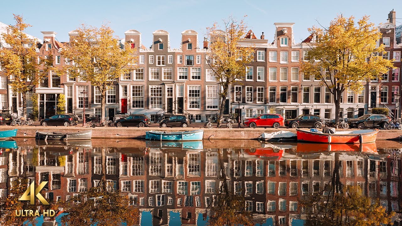Timeless Autumn Morning Walk in Amsterdam (1.5H) • 4K ASMR