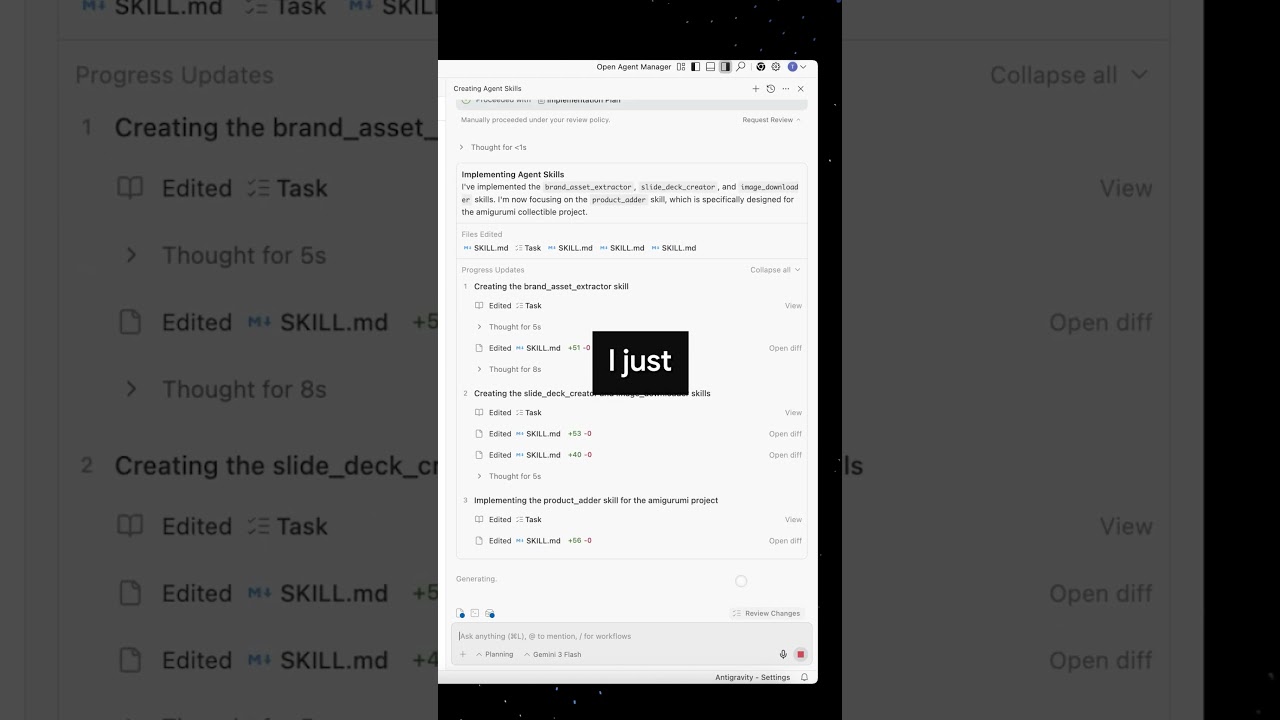 Anti-Gravityで繰り返しのプロンプトをスキル化！効率的なエージェント操作術のYouTubeサムネイル