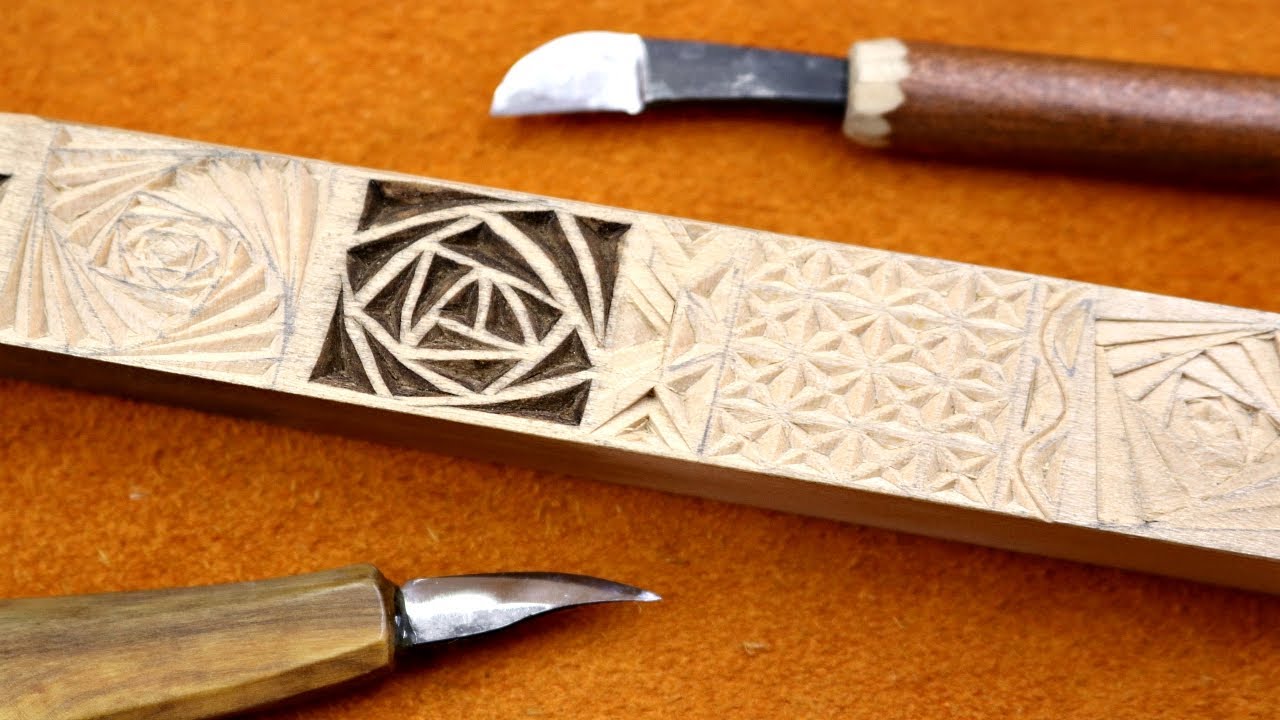 Chip Carving on wooden knife handles - My Chip Carving