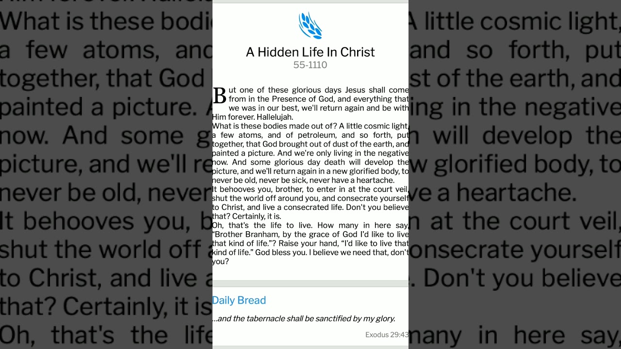 A Hidden Life In Christ||•55-1110||• Voice Of God Recordings