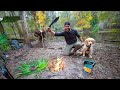 Surviving 24hrs in woods- Bushcraft Catch and Cook!! (Handmade Spear)