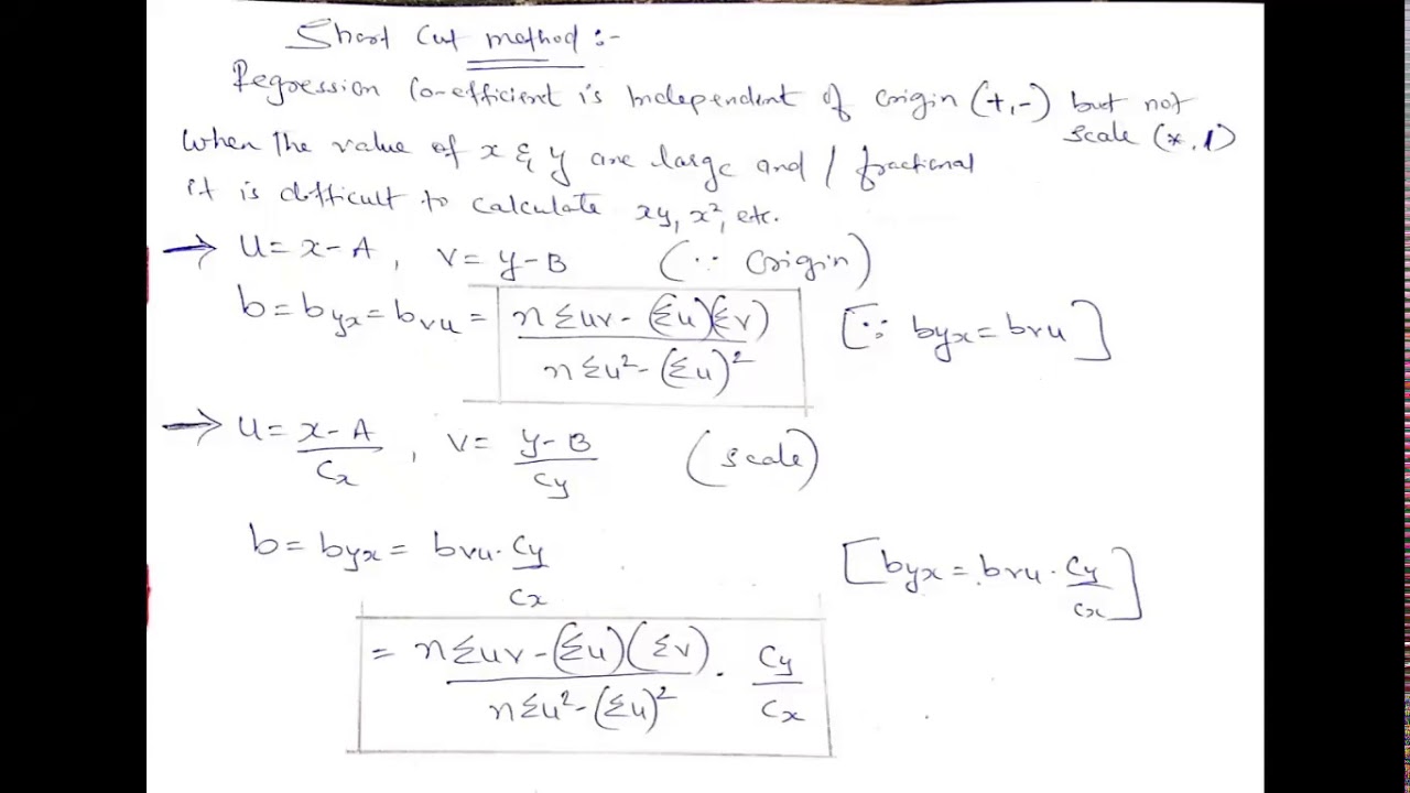 Std 12th - Statistics -Ch-Regression - Part -3( Short cut Method) - By ...