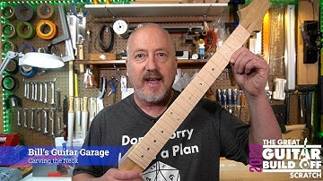 GGBO 2023 Scratch Build Ep 4   Carving the neck and sanding fretboard radius