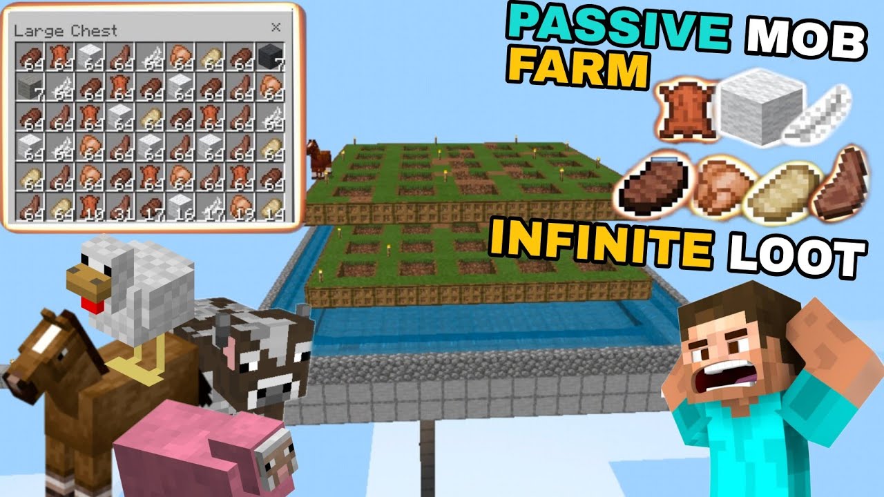 Simple Automatic Passive Mob Farm mob farm minecraft bedrock 1.17