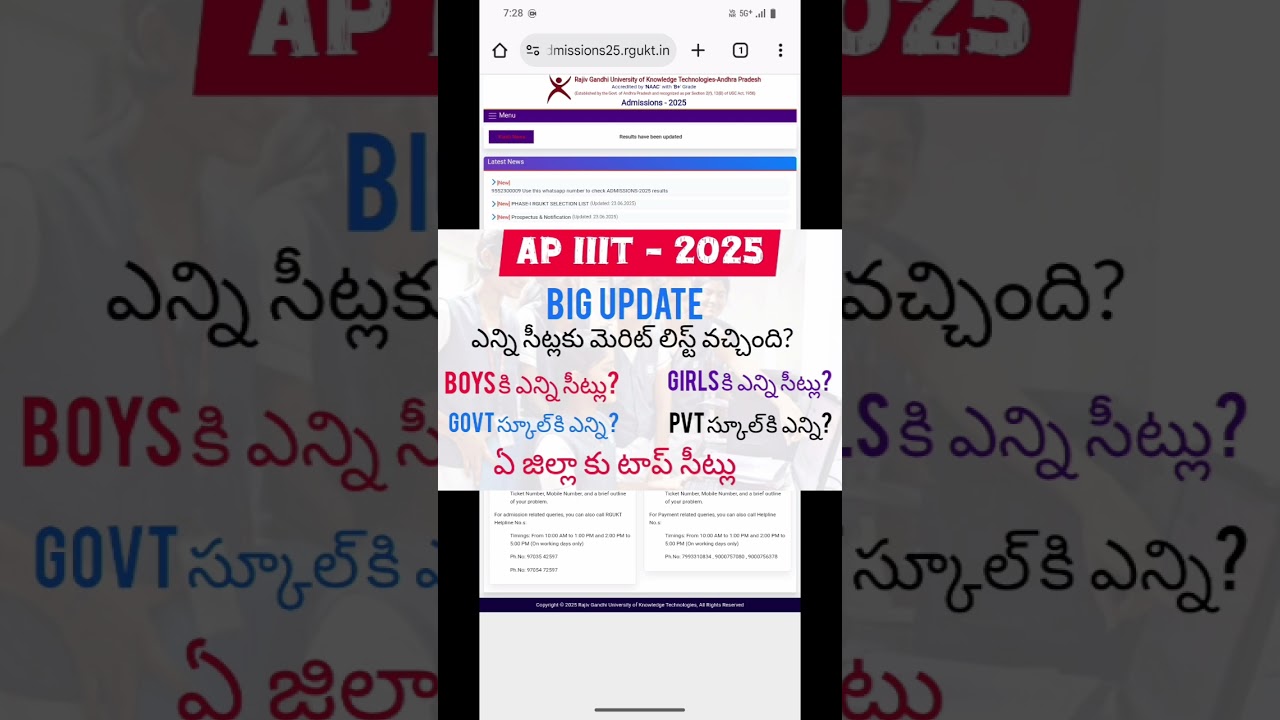Ap iiit 2025 Results Released | RGUKT Results 2025 Latest update| How to Check ap iiit results