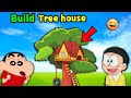 Shinchan And Nobita Building Tree House 😂 || 😱 Funny Game Roblox