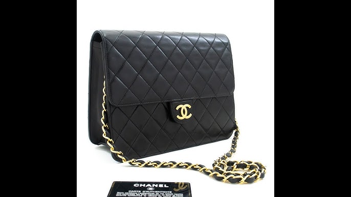CHANEL, Bags, Authentic Chanel Lamb Skin Matelasse Chain Shoulder Cross Bag  Black Junk H728