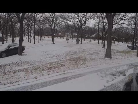 Taking a driver side look at the icy roads in North Texas - YouTube