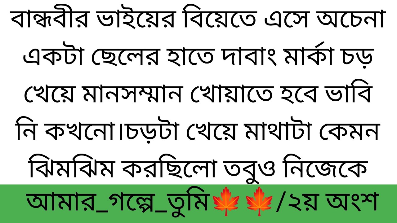 আমার গল্পে তুমি||২য় অংশ||বান্ধবীর ভাইয়ের বিয়ে তে এসে অচেনা একটা ছেলের কাছে দাবাং মার্কা চড় খেয়ে
