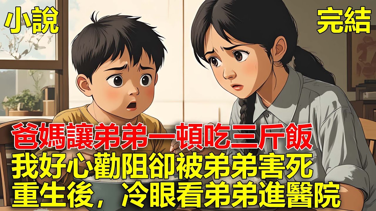爸媽為了讓八歲弟弟當網紅，讓弟弟一頓吃三斤飯，我好心勸阻卻被弟弟害死，重生後，冷眼看弟弟進醫院！