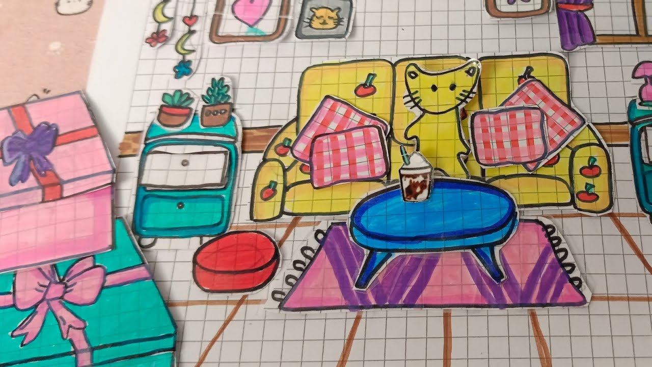 ✨ Paperdoll house💖 make over living room #diypaper  
