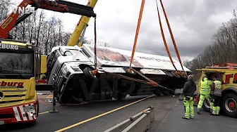 VN24 - Pipe track cooling truck overturned - meat saved - rare soft landing during crane recovery