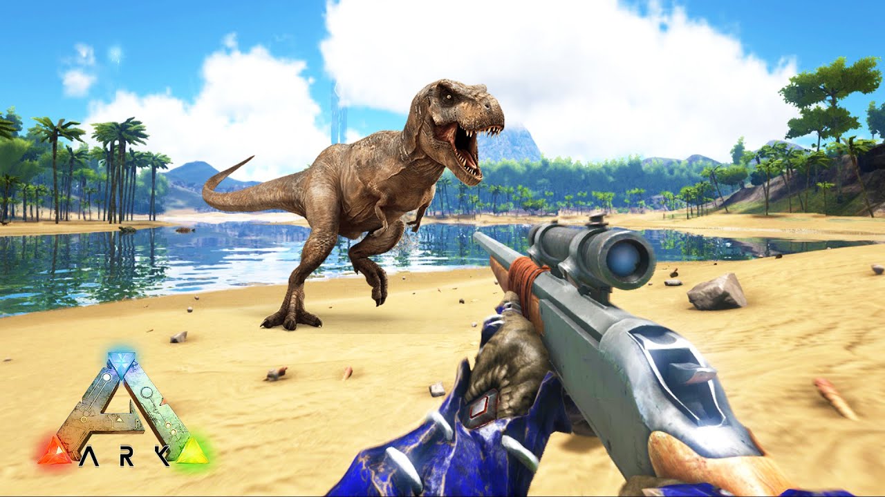 Ark Survival Evolved Sniper Rifle Hunting Dinosaurs Ark Survival Evolved Gameplay Youtube
