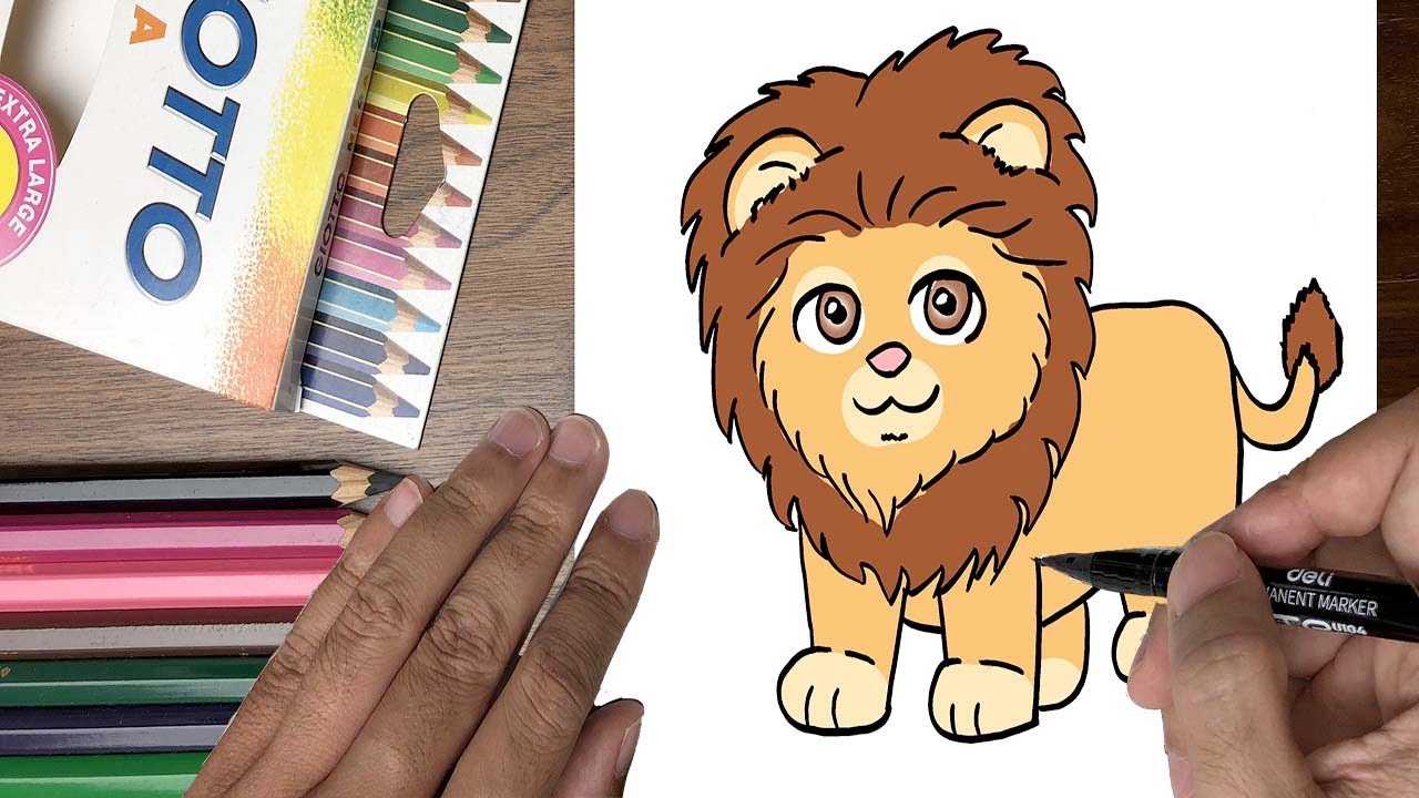 Dạy bé học vẽ con sư tử - YouTube