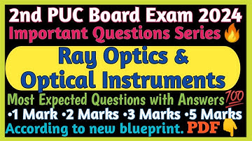 Ray Optics & Optical Instruments|| Important Questions Series🔥2nd PUC Board Exam 2024🎯|| Physics ||