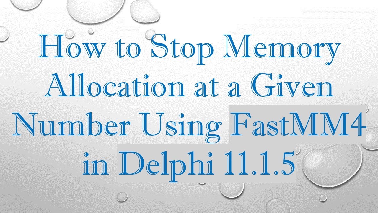 How to Stop Memory Allocation at a Given Number Using FastMM4 in Delphi ...