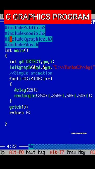 C PROGRAMMING - EASY GRAPHICS PROGRAM / SIMPLE ANIMATION PROGRAM / C ...
