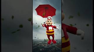 Umbrella Chaos! 🌬️ Jollibee Takes Flight in the Rain #jollibee #cutecartoons