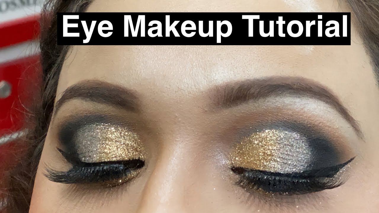 Smokey glitter eye makeup Tutorial || Step by step easy party eye makeup