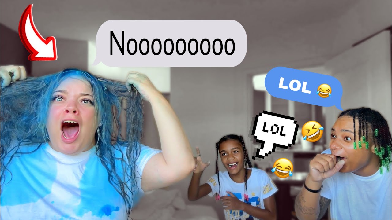 I PUT BLUE HAIR DYE IN MY MAMA SHAMPOO!! (MUST WATCH) YouTube