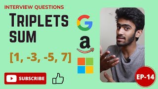 Triplets with Zero Sum | Google -Amazon-Microsoft Coding Question  | Daily Dose-14 | Tamil | code io