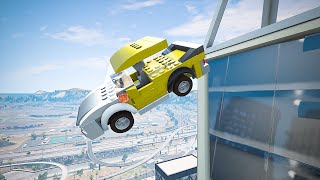 Realistic Lego Cars Falls Off Building | BeamNG Drive screenshot 4