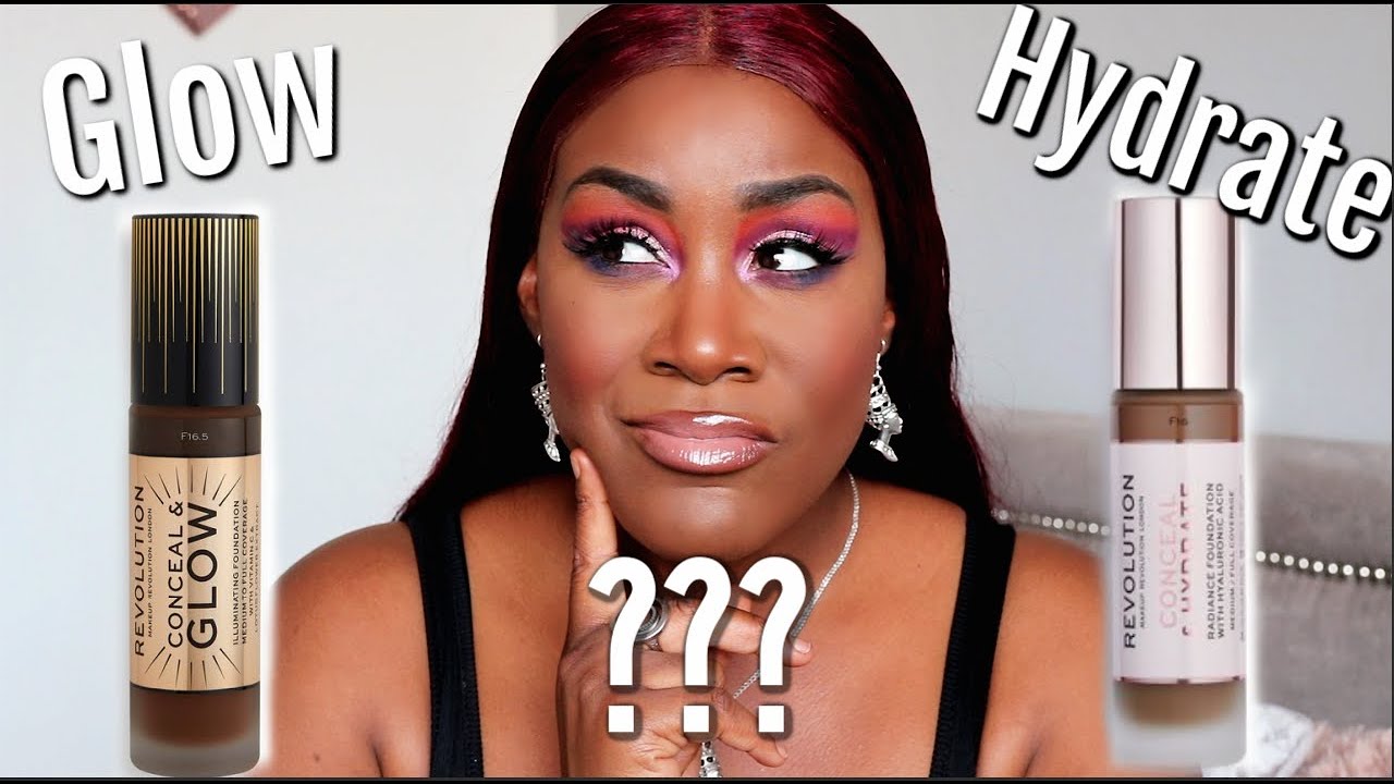Revolution Conceal GLOW vs Conceal & HYDRATE on dark skin | Comparison | Miss Sydz *REQUESTED* - YouTube