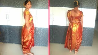 ಕಚ್ಚೆ ಸೀರೆನ 5.50 mtr ಸೀರೆಲಿ ಉಟ್ಟುಕೊಳ್ಳುವ ವಿಧಾನ I seere l kacche saree draping l Kannada Vlogs