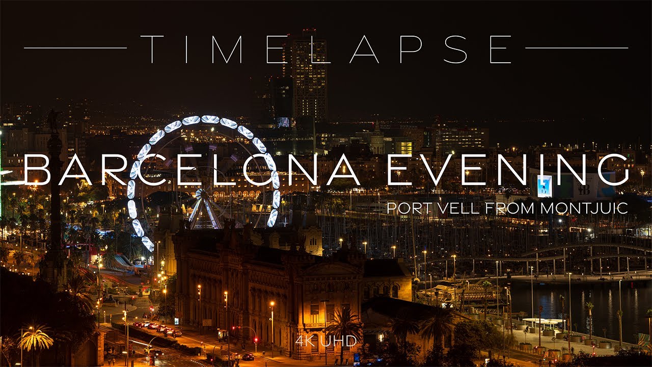 Sunset to Night Over Port Vell & Columbus Monument | Barcelona Time-lapse