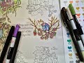Brambley Hedge Festive Colouring Book by Jill Barklem | Acrylic markers &amp; Pentel Energel Pens |