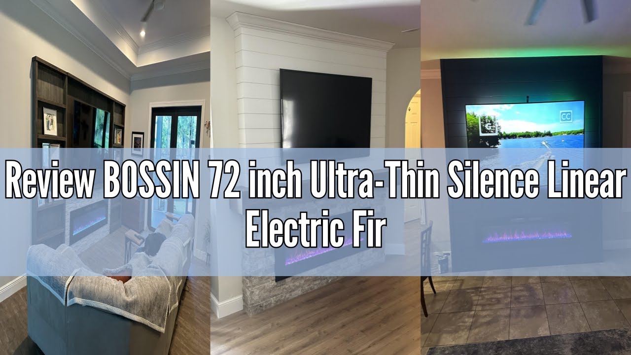 Review BOSSIN 72 inch Ultra-Thin Silence Linear Electric Fireplace, Recessed Wall Mounted Fireplace,