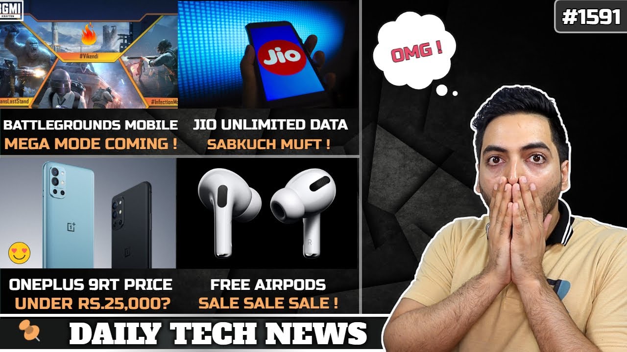 BGMI Mega Mode😍,Oneplus 9RT SD888 Under 25k😲,Jio Free Data India,WhatsApp Privacy,Free Airpods😍