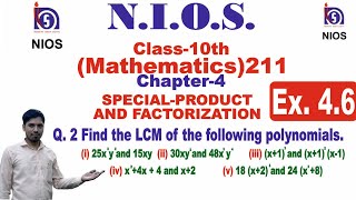 Nios 10th mathematics 211 chapter-4 ex 4.6 Q-2 part 1 to 5 solved mathematics chapter-4 math solved 