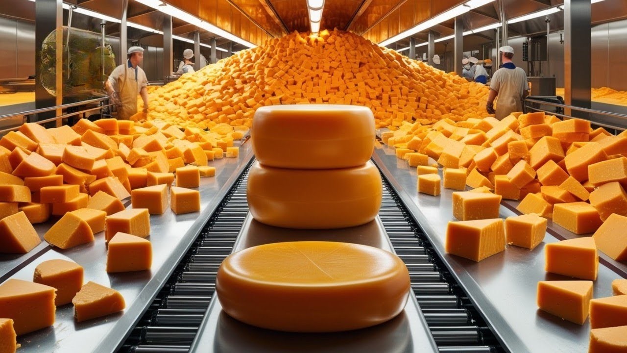Como o QUEIJO CHEDDAR é feito - Processo Industrial - YouTube