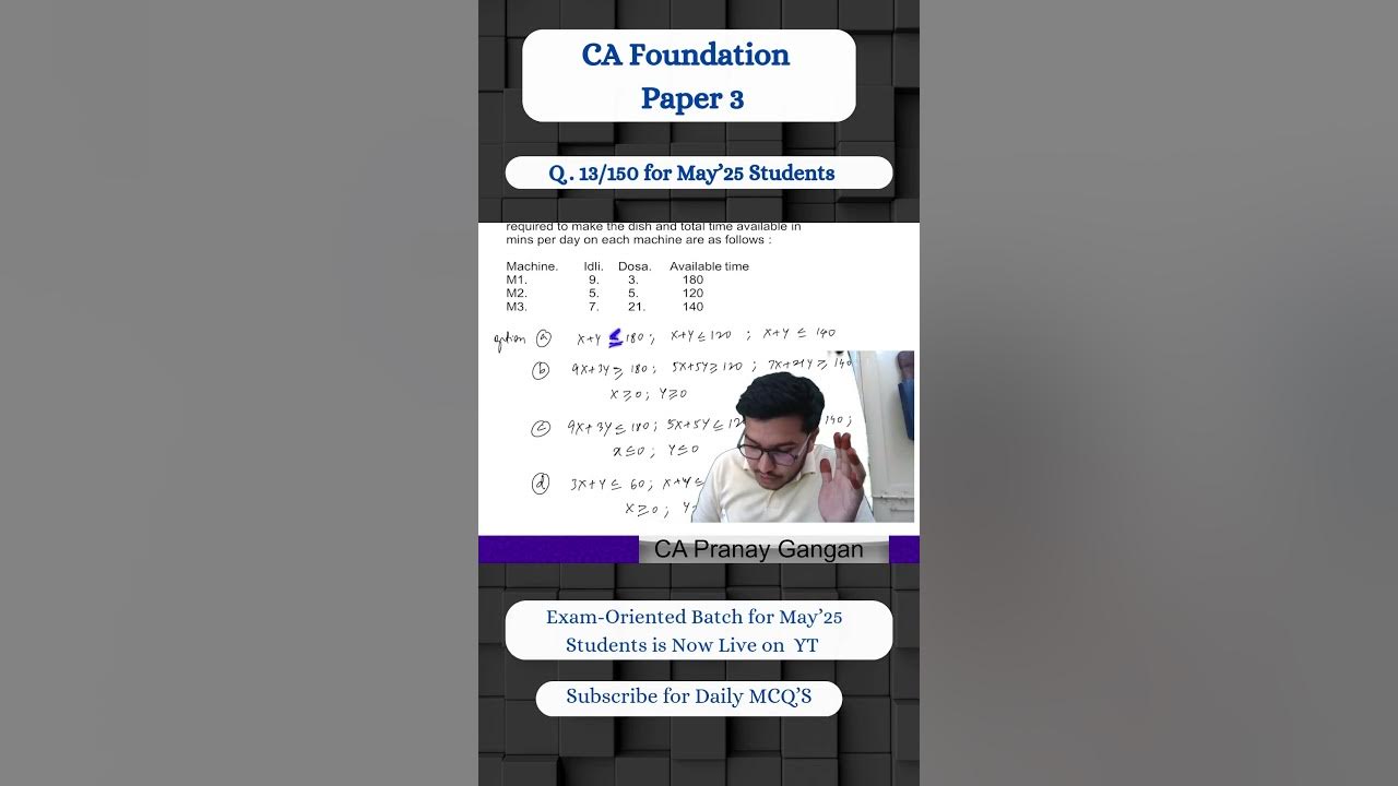 Q.no 13/150 of 150 Question Series for May'25 students Paper 3 Maths ...