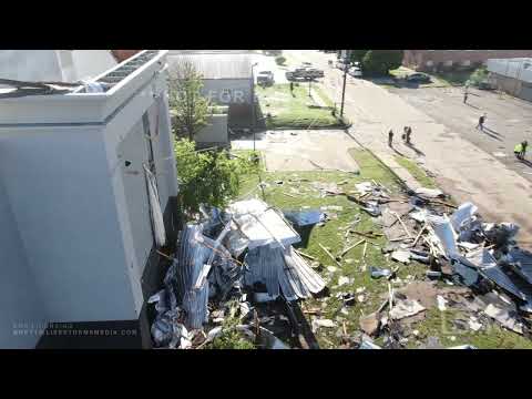 05-07-2024 Bartlesville, OK - Tornado Damage to Hampton Inn-Wood Stuck into Walls like Spears