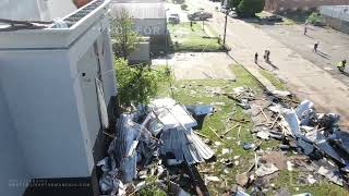 05-07-2024 Bartlesville, OK - Tornado Damage to Hampton Inn-Wood Stuck into Walls like Spears