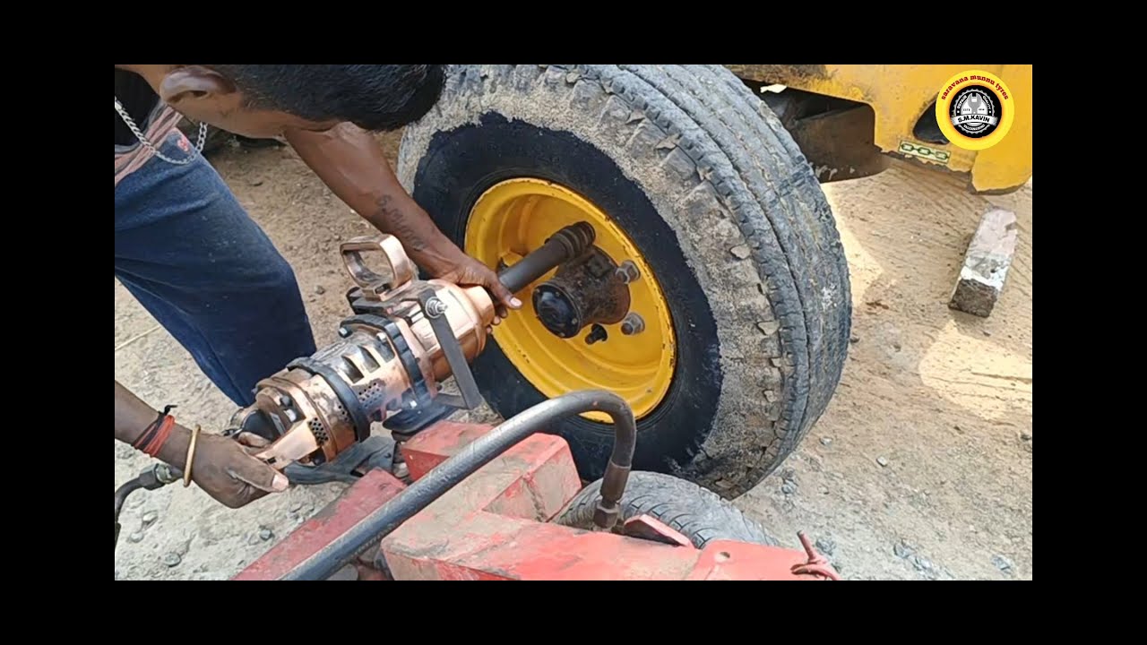 JCB 9.00 16 tyre puncture repair // easy method YouTube