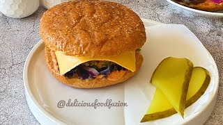 Healthy veg burger | whole grain buns burger |less oil recipe | healthy recipes