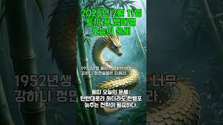 2025년 2월 11일 토끼띠,용띠,뱀띠 오늘의 운세 #행운 #재물 #운세 #토끼띠 #용띠 #뱀띠