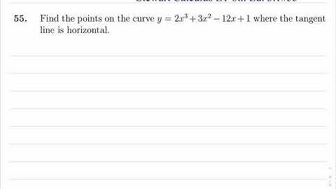 Stewart Calculus ET 8TH Ed 3.1 #53. Finding Points where a Tangent Line is Horizontal.