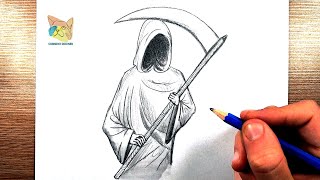 Halloween Grim Reaper drawing: how to draw the Grim Reaper in pencil screenshot 3