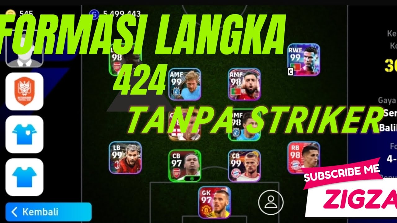 TIPS FORMASI UNIK 424 TANPA CF EFOOTBALL | 
