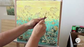Maľovanie akrylom pre začiatočníkov / Acrylic painting / abstract plants
