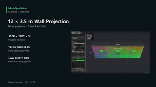 12 × 3.5 m Wall Projection | 3 Projectors (Throw Ratio 0.35) | MediaSyncGuide