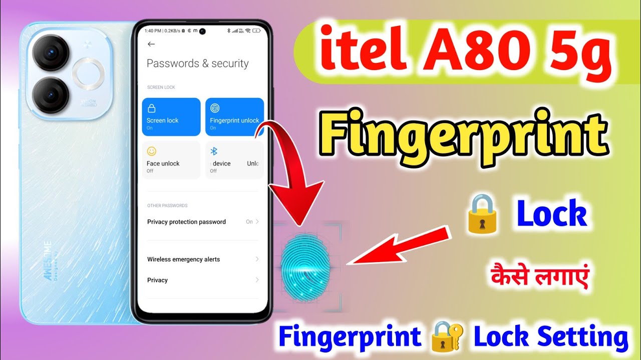 Itel a80 Fingerprint Lock || Itel a80 Me Fingerprint Lock Kaise Lagaye || Fingerprint Lock Setting |