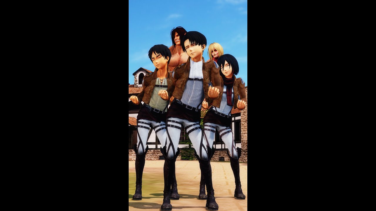 Crab rave /MMD x AoT/ Levi||Eren||Mikasa