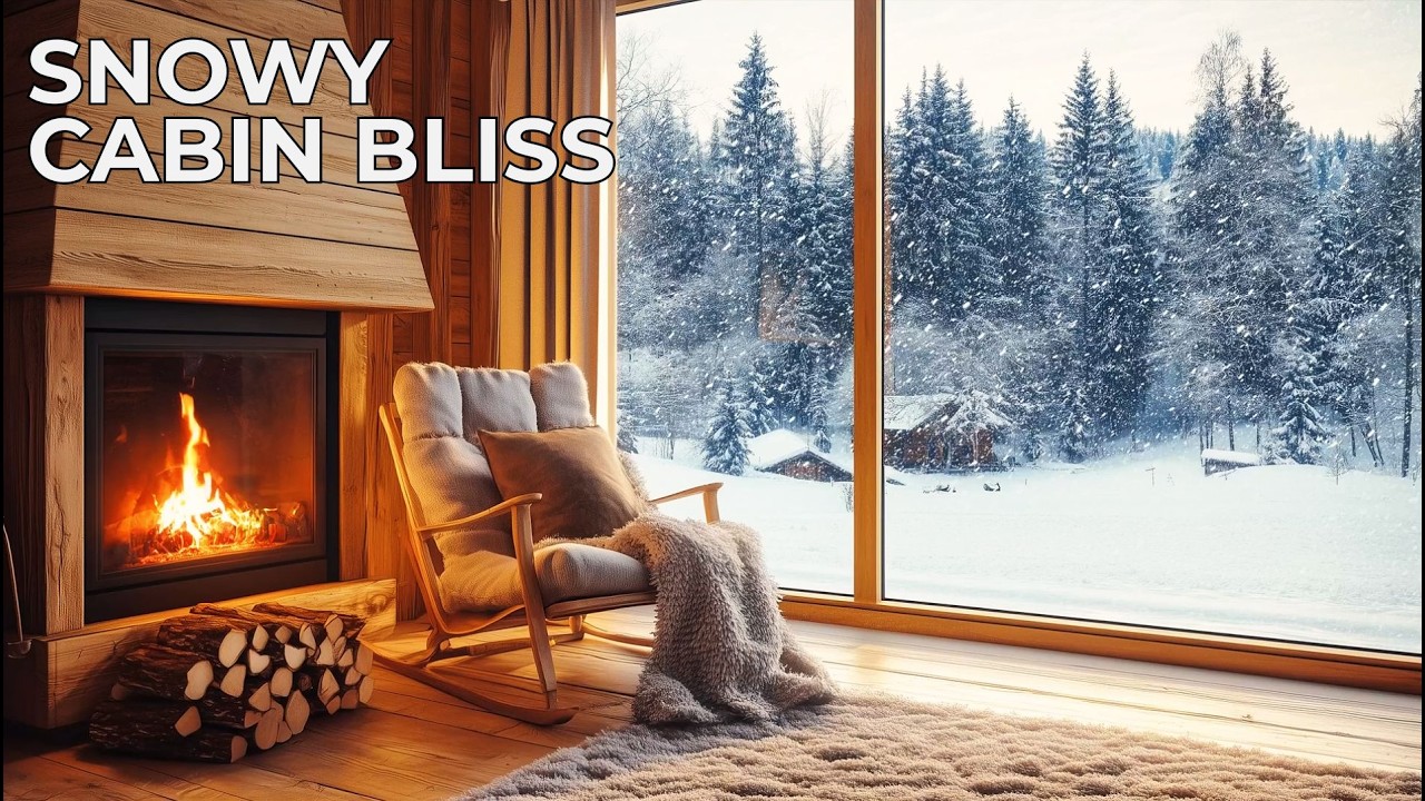 Relax in a Snowy Cabin🔥Fireplace Sounds & Soft Music for Sleep (3 Hours)